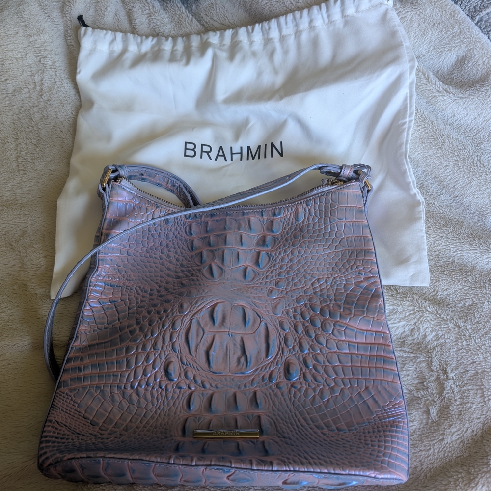 Brahmin Purple Embossed Shoulder Bag